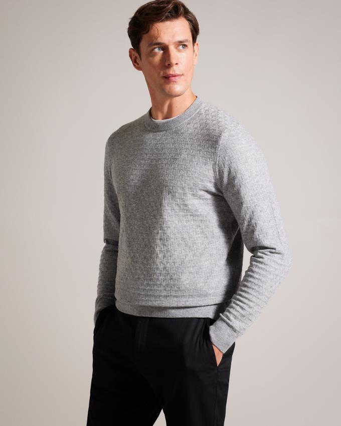 Pull Ted Baker Long Sleeve T Knit Grise Homme | HGM-83515479